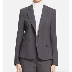 THEORY Gabe B2 Silver Steel Gray Blazer Peak Lapel Single Breasted Sz 00 NEW